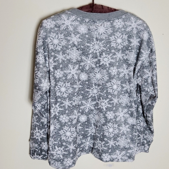 Nautica Women's Fleece Snow Flake PJ Top, Sweat Shirt Size M - Picture 3 of 4